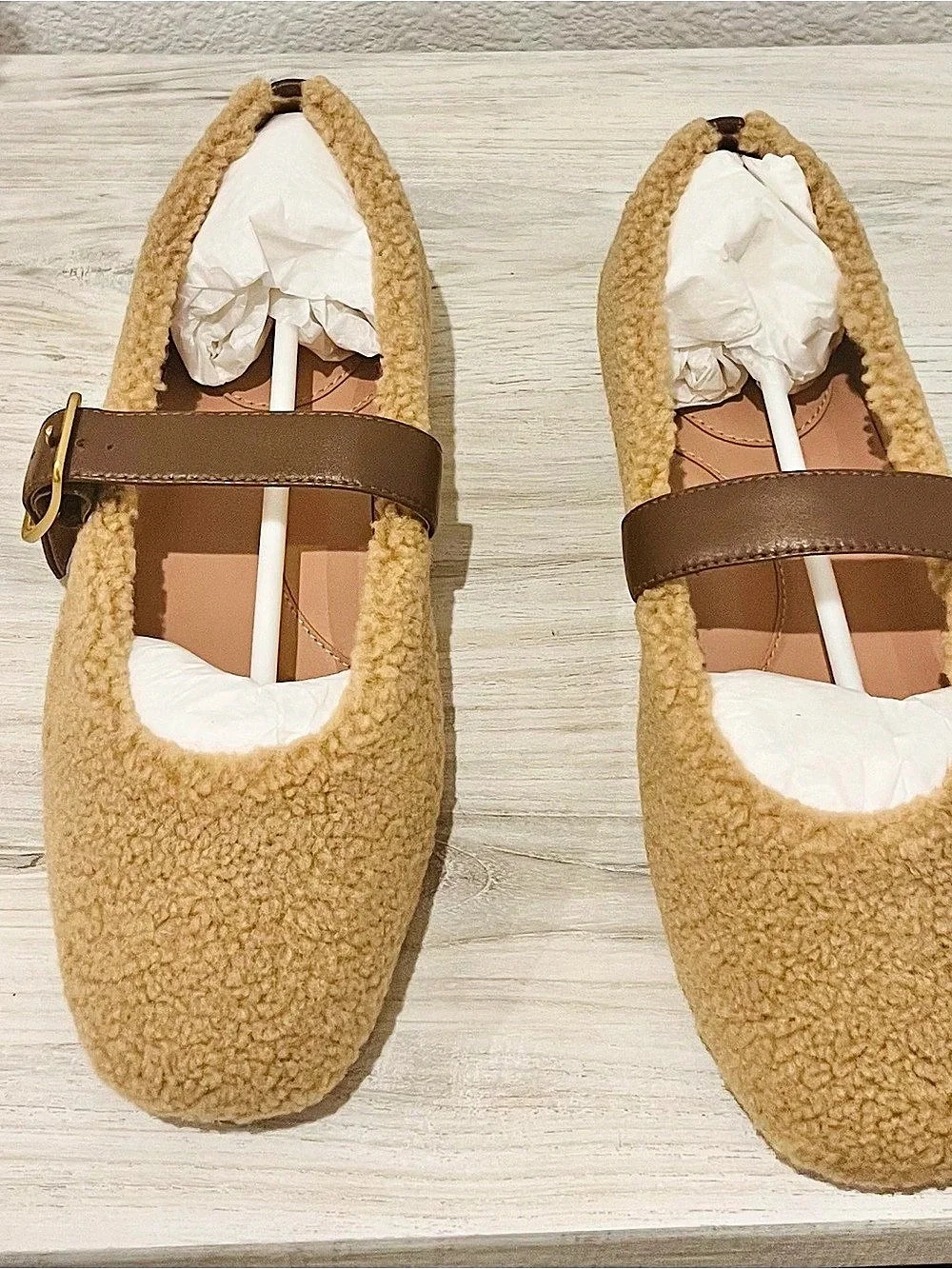 Paolo Mika-L Teddy Mary Jane Flats Brown & Tan EU 9.5 NWT
